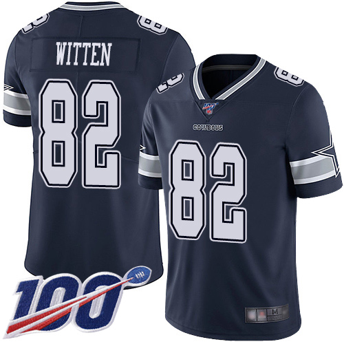 Men Dallas Cowboys Limited Navy Blue Jason Witten Home #82 100th Season Vapor Untouchable NFL Jersey